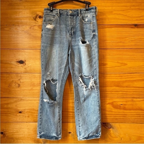 PacSun Denim - PacSun Light Blue Distressed High Rise Mom Jeans 26